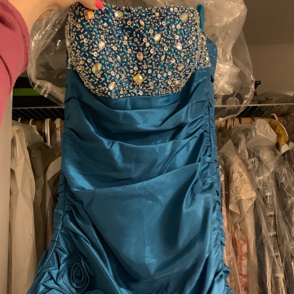Turquoise short cocktail dress